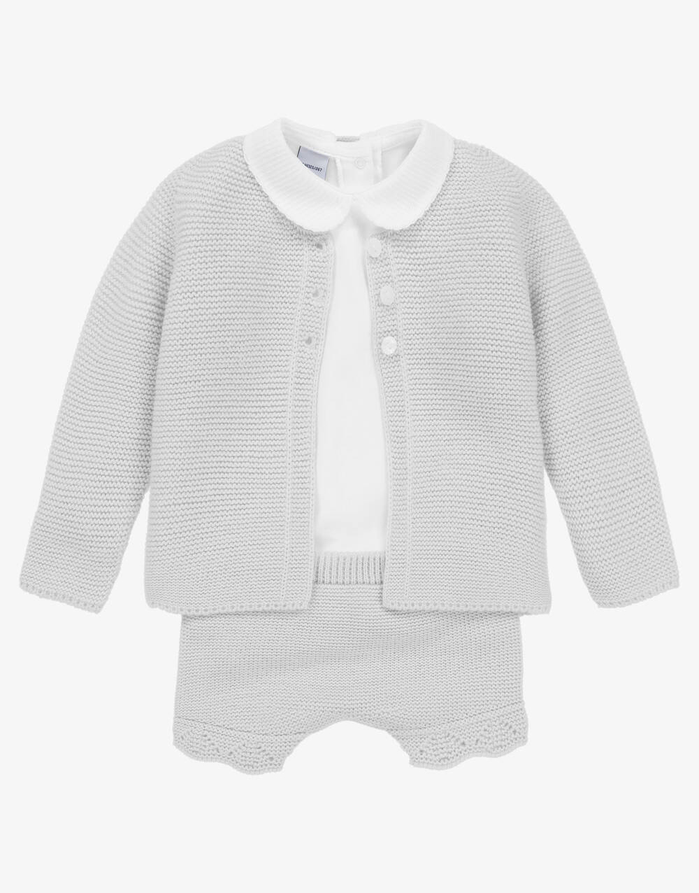 Baby Ivory & Grey Knit Dungaree Set - Image 2